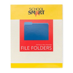 FILE FOLDER REVERSIBLE SCHOOL SMART LETTER 1/3 CUT BLUE PK OF 100