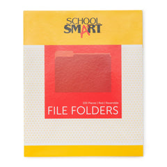 FILE FOLDER REVERSIBLE SCHOOL SMART LETTER 1/3 CUT RED PK OF 100