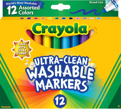 MARKERS ULTRA CLN WASH CRAYOLA BROAD LINE ASST CLASSIC SET OF 12