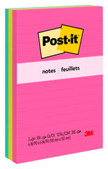 POST-IT NOTE 4X6 LINED POPTOMISTIC PACK OF 3