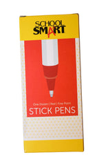 PEN FINE BALLPOINT RED P/12 SCHOOL SMART