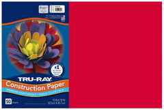 CONST PPR 12X18 FESTIVE RED TRURAY 50 SHTS