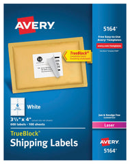 LABEL LASER SHIPPING 3-1/3 X 4 IN WHITE PK OF 600 AVE5164