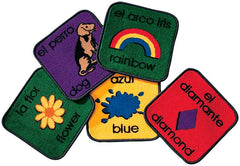 CARPETS FOR KIDS KIDSVALUE PLUS BILINGUAL SEATING - 12-INCH SQUARES - SET OF 18