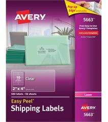 LABEL LASER SHIPPING 2 X 4 IN CLEAR PK OF 500 AVE5663