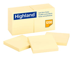PAPER NOTE PAD SELF STICK YELLOW HIGHLAND 3X3 PACK OF 12