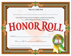 CERTIFICATES 8 1/2X11 HONOR ROLL SET OF 30