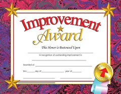 CERTIFICATES 8 1/2X11 IMPROVEMENT AWARD SET OF 30