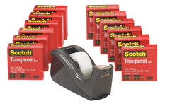 TAPE SCOTCH 600 W/C-60 DISPENSER 0.75 IN X 1000 IN PACK OF 12