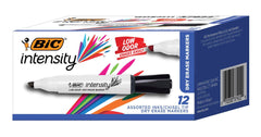 MARKER DRY ERASE BIC LOW ODOR CHISEL BLACK PACK OF 12