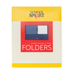 FOLDER 2-POCKET W/FASTENERS DK BLUE PACK OF 25 SCHOOL SMART
