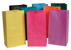 PAPER BAG FLAT BOTTOM 6X11 IN ASST BRT COLORS PK OF 28 SCHOOL SMART