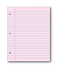 PAPER FILLER 8.5X11 PINK 3/8 RULE PACK OF 100