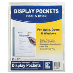 DISPLAY POCKETS PEEL AND STICK 8.5X11 IN CLEAR PK OF 10