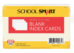 INDEX CARDS 4X6 UNRULED WHITE PACK OF 100 SCHOOL SMART