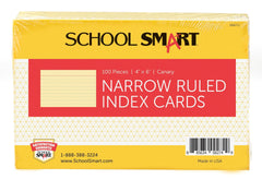 CARDS INDEX 4X6 RULED CANARY PK OF 100 SCHOOL SMART