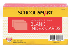 INDEX CARD 3X5 PLAIN CHERRY PACK OF 100 SCHOOL SMART