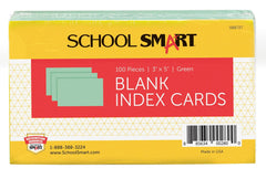 INDEX CARD 3X5 PLAIN GREEN PACK OF 100 SCHOOL SMART