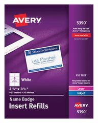 NAME BADGE INSERT REFILL 2.25X3.5 IN PK OF 400 AVE5390