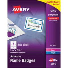 NAME BADGE ADHESIVE BLUE BORDER PK OF 400 AVE5895