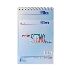 NOTEBOOK STENO 6X9 IN GREGG RULED BLUE 80 SHTS PK OF 4 TOP80284