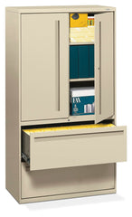 FILE LATERAL 2-DRAWER W/STORAGE 2-SHELF PUTTY HON785LSL