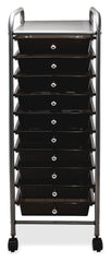 ORGANIZER - 10 DRAWER MOBILE - METALLIC RAILS/KNOBS - SMOKE COLOR