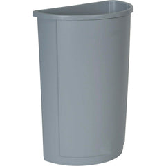 RECEPTACLE - HALF ROUND WASTEBASKET - 21 GALLON CAPACITY - 12 W X 21 D X 286 H IN - GRAY COLOR - EACH