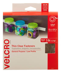 TAPE VELCRO HOOK AND LOOP 3/4IN X 15FT CLEAR