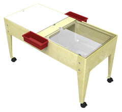 TABLE ACTIVITY - DOUBLE MITE YOUTH - 24 IN H - 2 9 IN CLR TUBS - DRAIN W/CASTERS - SANDSTONE