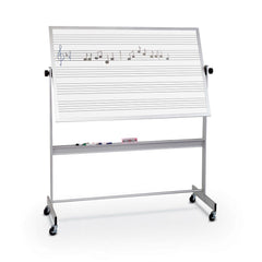 MOORECO BOARD REVERSIBLE DELUXE ALUMINUM FRAME 4HX6W PORCELAIN MARKERBOARD - MUSIC LINES