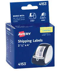LABEL THERMAL PRINTER SHIPPING 2-1/8 X 4 IN WHITE PK OF 140 AVE4153