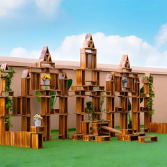 Outdoor large hollow building blocks 130 pieces carbonized
color