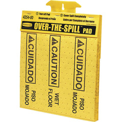 SIGN - SP RICHARDS CO - BILINGUAL OVER-THE-SPILL PADS - ENGLISH AND SPANISH - 14 W X 14 H IN - YELLOW COLOR - PACK OF 22