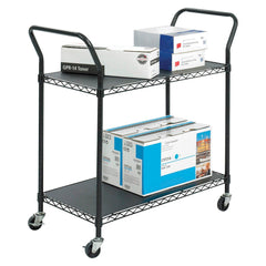 2 SHELF UTILITY CART FOUR 3 CASTERS 36X18X38 BLACK