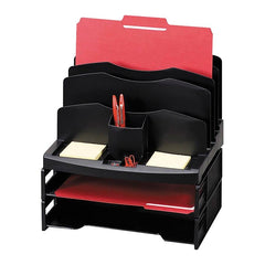 ORGANIZER W/2 LETTER TRAYS 9 COMPARTMENTS 13X10X8 5/8 BK