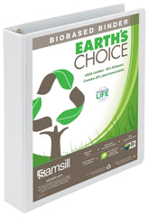 BINDER EARTHS CHOICE BIODEGRADABLE D RING WHITE 1.5 IN