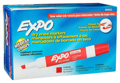 MARKER EXPO DRY ERASE LOW ODOR RED CHISEL PACK OF 12