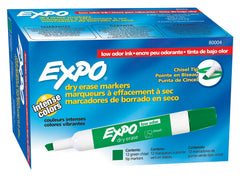 MARKER EXPO DRY ERASE LOW ODOR GREEN CHISEL PACK OF 12