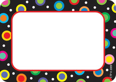 NAME TAGS DOTS ON BLACK 3.5X2.5 IN PACK OF 36