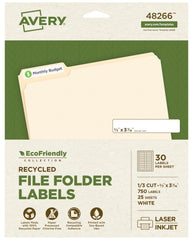 LABEL ECOFRIENDLY FILE FOLDER 2/3 X 3-7/16 IN PK OF 750 AVE48266
