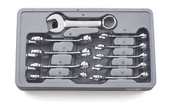 STUBBY COMBINATION NON RATCHETING WRENCH SET METRIC 10 PC
