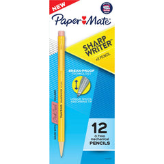 PENCIL MECHANICAL SHARPWRITER 0.7MM YELLOW PACK OF 12