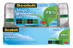 TAPE ECO-FRIENDLY W/DISPENSER CLEAR 0.75 IN X 600 IN MMM6123 PACK OF 6