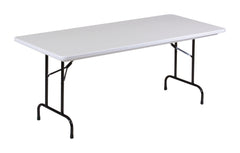 FOLDING TABLE - CORRELL RECTANGLE PLASTIC HEAVY DUTY COMMERCIAL ANTI-MICROBIAL FOLDING TABLE-STANDARD COLORS-FIXED HEIGHT - 72 W X 30 D X 29 H IN - GRAY GRANITE - BLACK FRAME