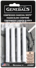 CHARCOAL STICKS COMP GENERALS WHITE SOFT PACK OF 4