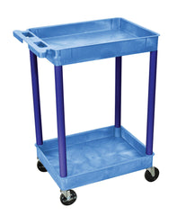 CART 2-SHELF 37.5HX24WX18D PLASTIC UTILITY TUB CART BLUE