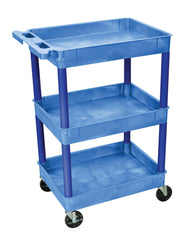 CART 3-SHELF 39.25HX24WX18D PLASTIC UTILITY TUB CART BLUE
