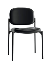 GUEST CHAIR BASYX BY HON HVL606 STACKING BLACK SOFTHREAD LEATHER