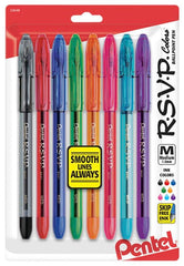 PEN BALLPOINT RSVP MEDIUM 1.0MM ASSORTED PACK OF 8